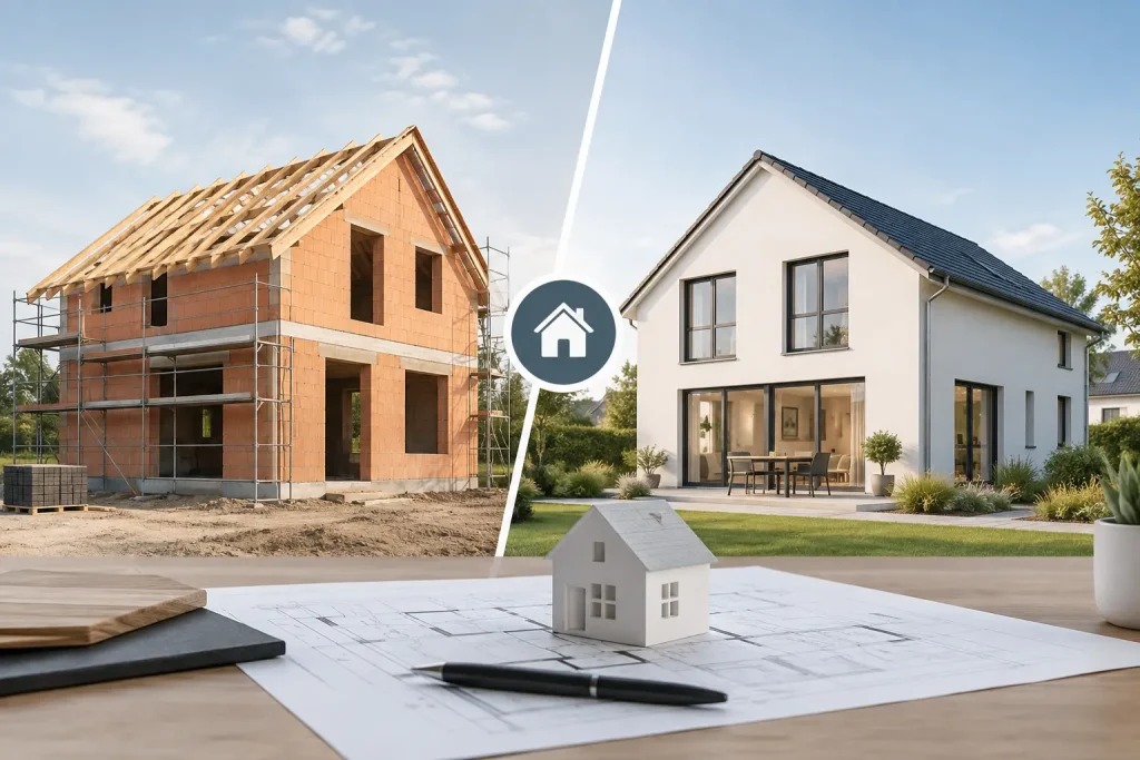Rohbau und schlüsselfertig beim Haus vergleichen
